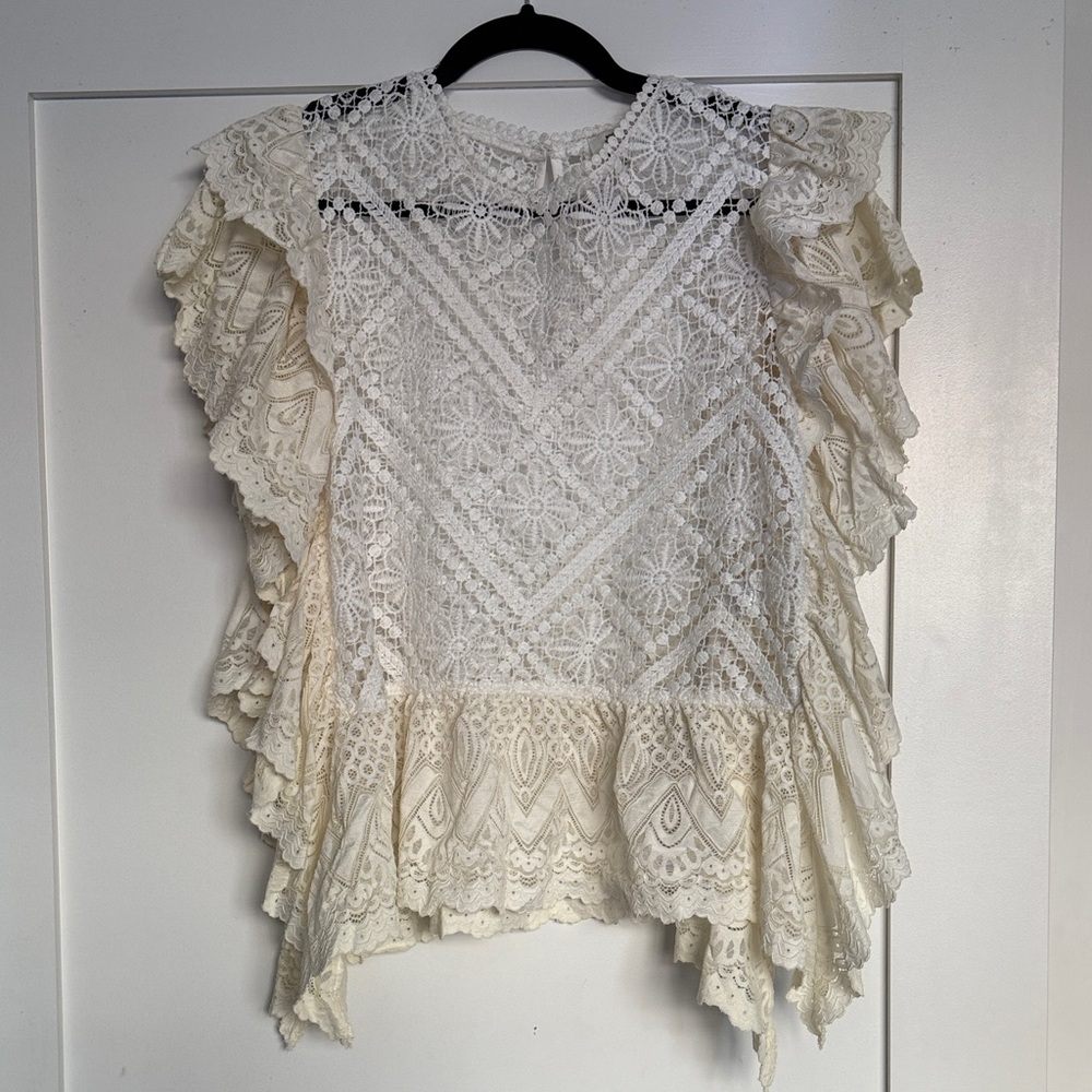 River Island Lace Blouse with Ruffle Details